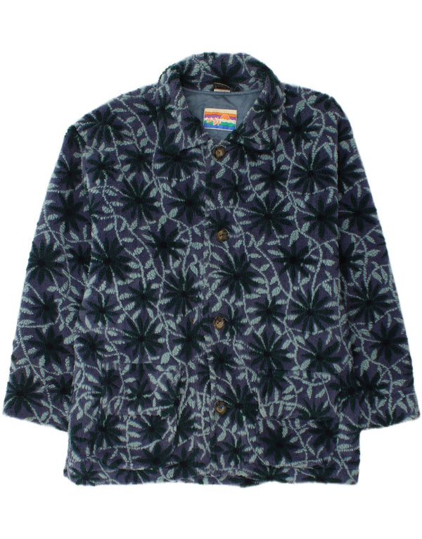 Vintage Womens Loose Fit Windbreaker Coat UK 16 Large Purple Floral