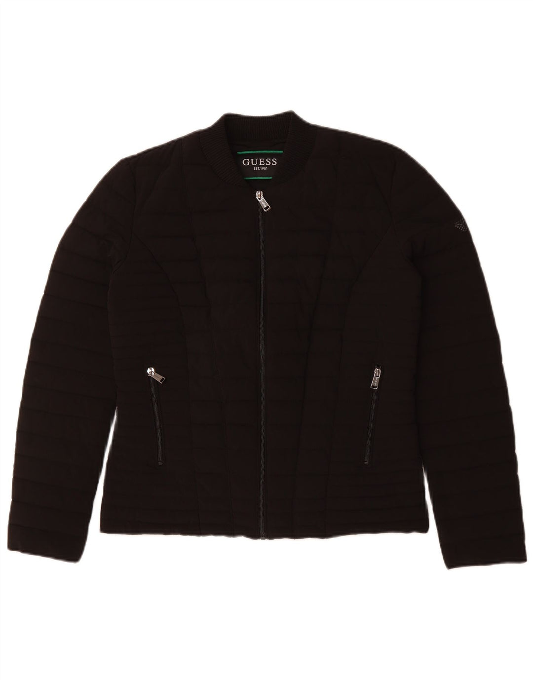 Guess Womens Padded Jacket UK 12 Medium Black Polyester