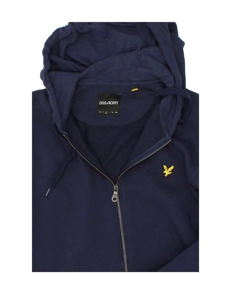 LYLE & SCOTT Mens Zip Hoodie Sweater Medium Navy Blue Cotton | Vintage Lyle & Scott | Thrift | Second-Hand Lyle & Scott | Used Clothing | Messina Hembry 