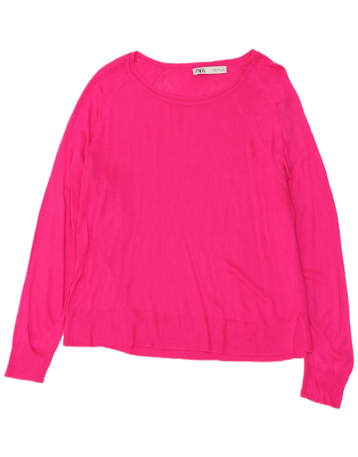 ZARA Womens Boat Neck Jumper Sweater UK 14 Medium Pink