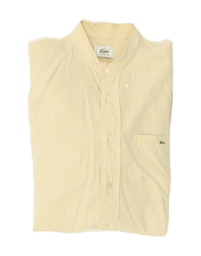 LACOSTE Mens Shirt Size 39 Medium Yellow Pinstripe Cotton | Vintage Lacoste | Thrift | Second-Hand Lacoste | Used Clothing | Messina Hembry 