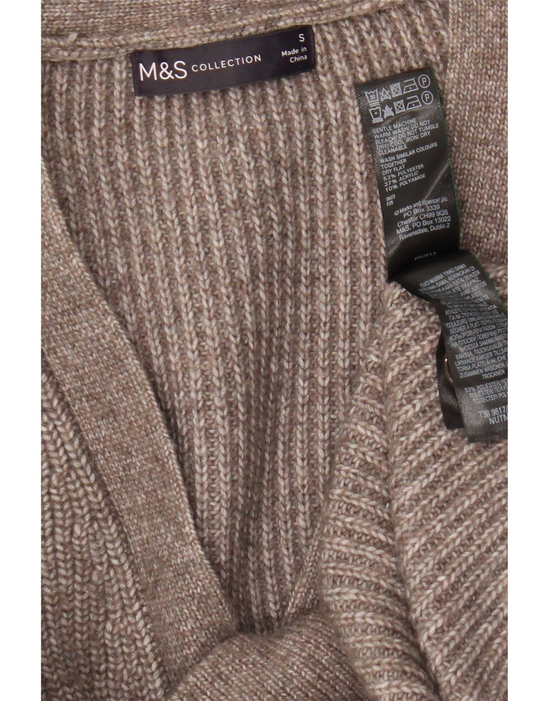 Marks & Spencer Womens Oversized Cardigan Sweater UK 10 Small Brown