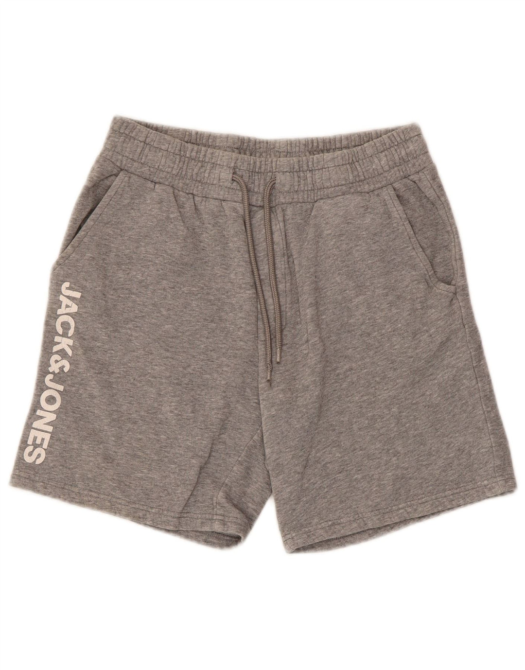 Jack & Jones Mens Graphic Sport Shorts Small Grey Flecked Cotton