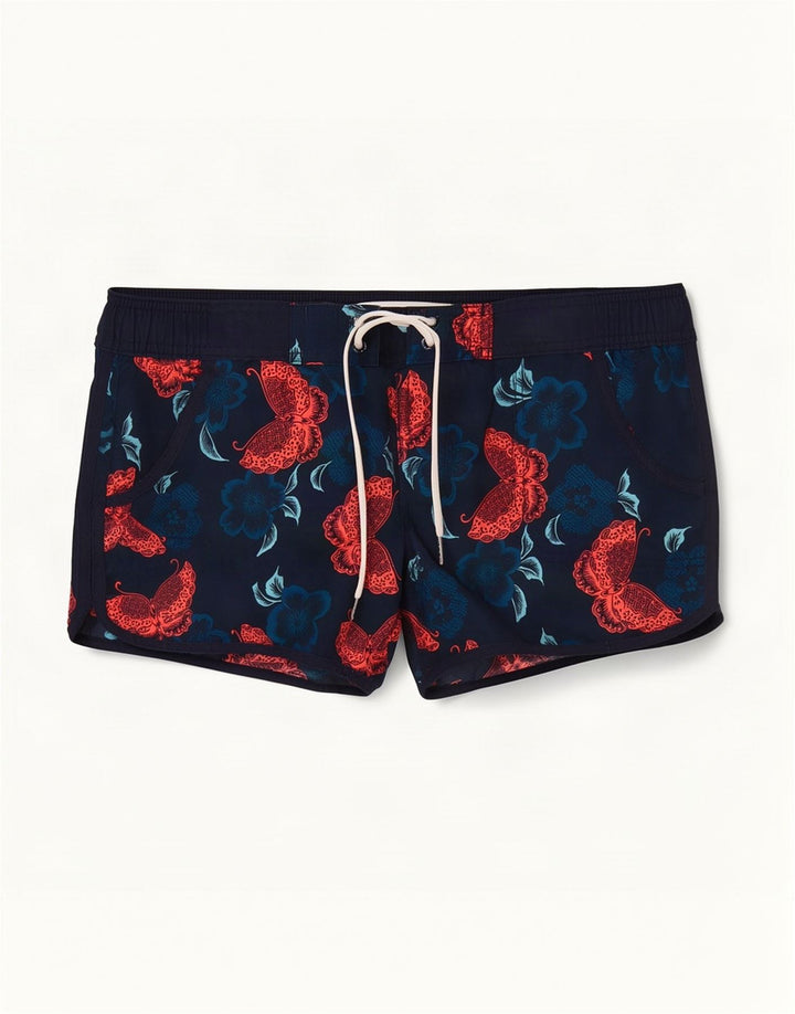 Fat Face Womens Swimming Shorts UK 12 Medium Navy Blue Floral Polyester