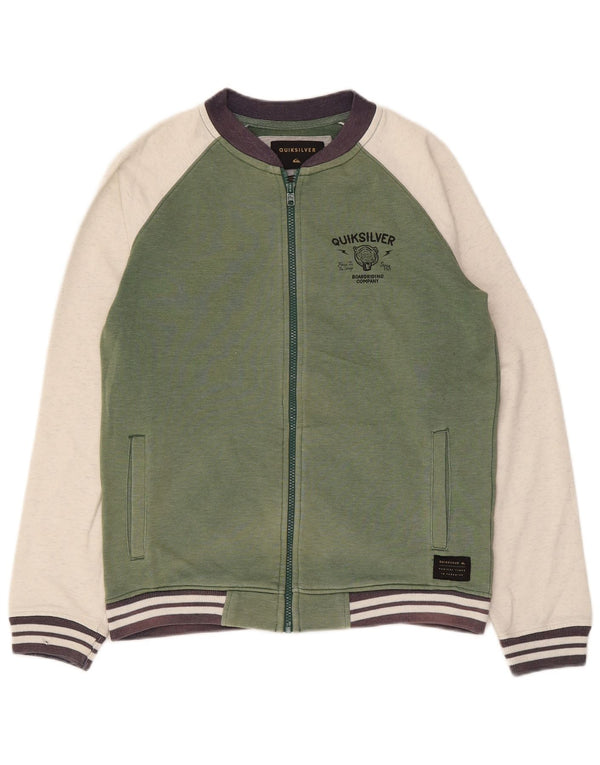 Quiksilver Boys Tracksuit Top Jacket 13-14 Years XL Green Colourblock