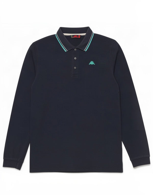 Kappa Mens Long Sleeve Polo Shirt 2XL Navy Blue Cotton