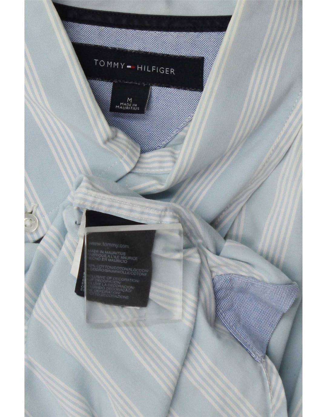 Tommy Hilfiger Mens Shirt Medium Blue Striped Cotton