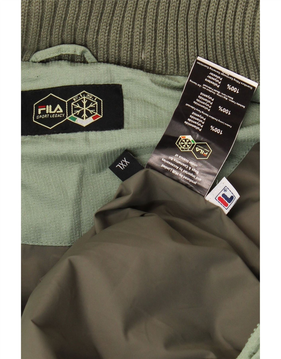 Fila Mens Hooded Padded Jacket UK 44 2XL Green Polyamide