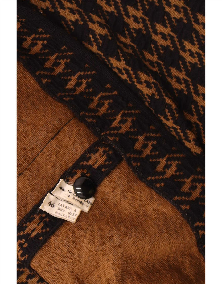 Vintage Womens Cardigan Sweater IT 46 Large Brown Houndstooth Wool