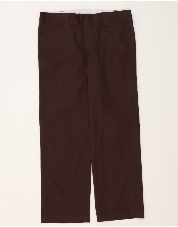 DICKIES Mens Straight Chino Trousers W32 L30 Brown Polyester