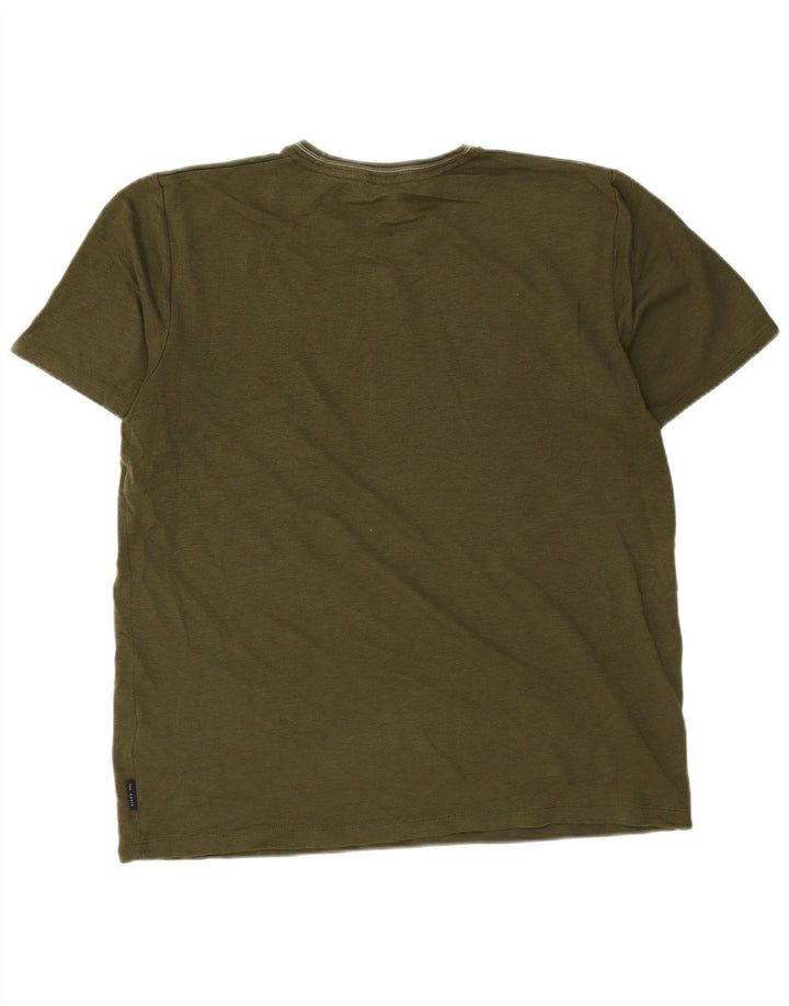 Ted Baker Mens T-Shirt Top Size 4 Large Khaki Cotton