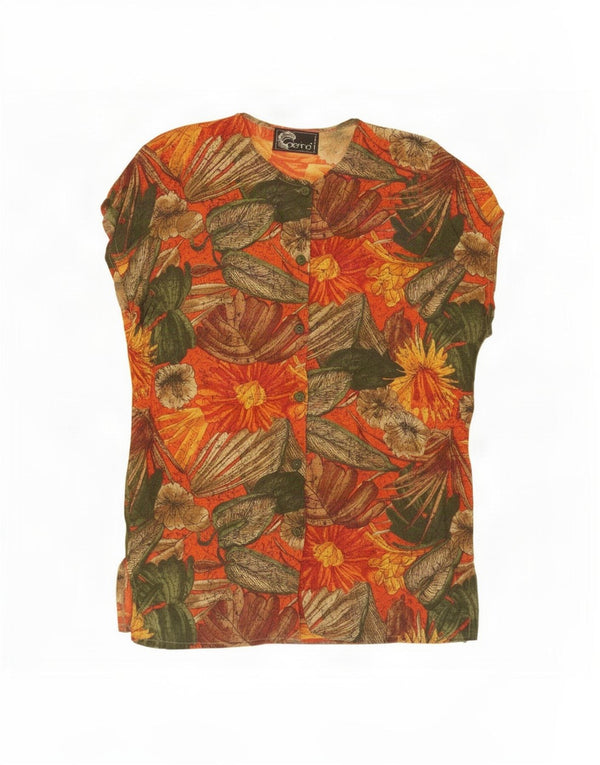 Caterina Womens Sleeveless Shirt Blouse UK 18 XL Orange Floral