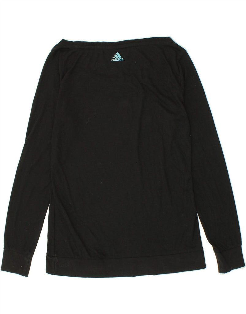 ADIDAS Womens Graphic Top Long Sleeve UK 12 Medium Black Vintage Adidas and Second-Hand Adidas from Messina Hembry 