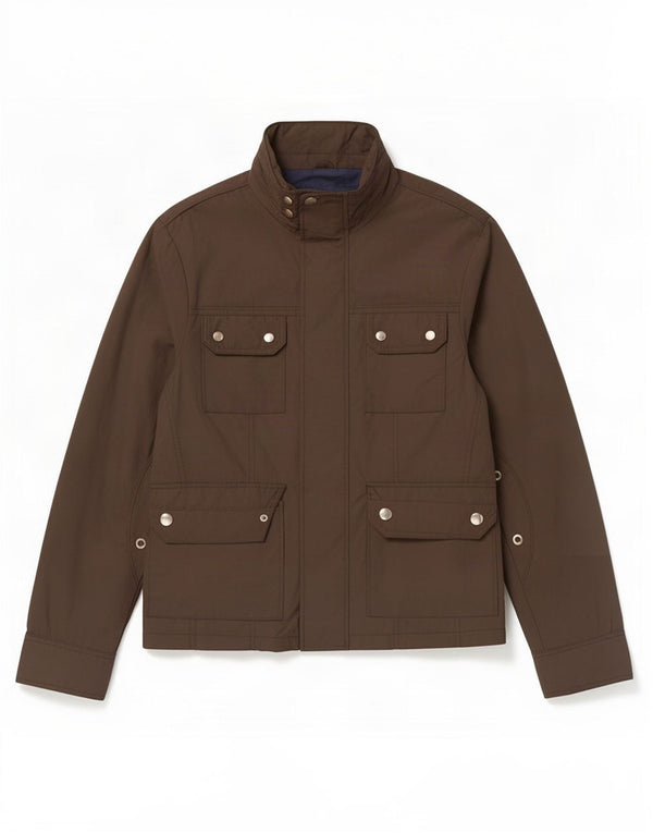 Zara Mens Utility Jacket UK 40 Large Brown Polyester