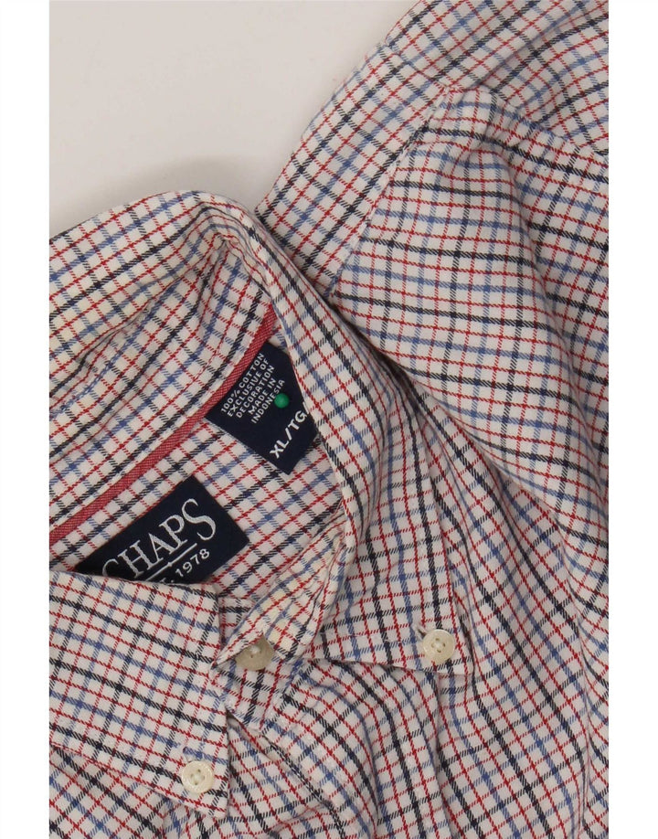 Chaps Mens Flannel Shirt XL Red Check Cotton