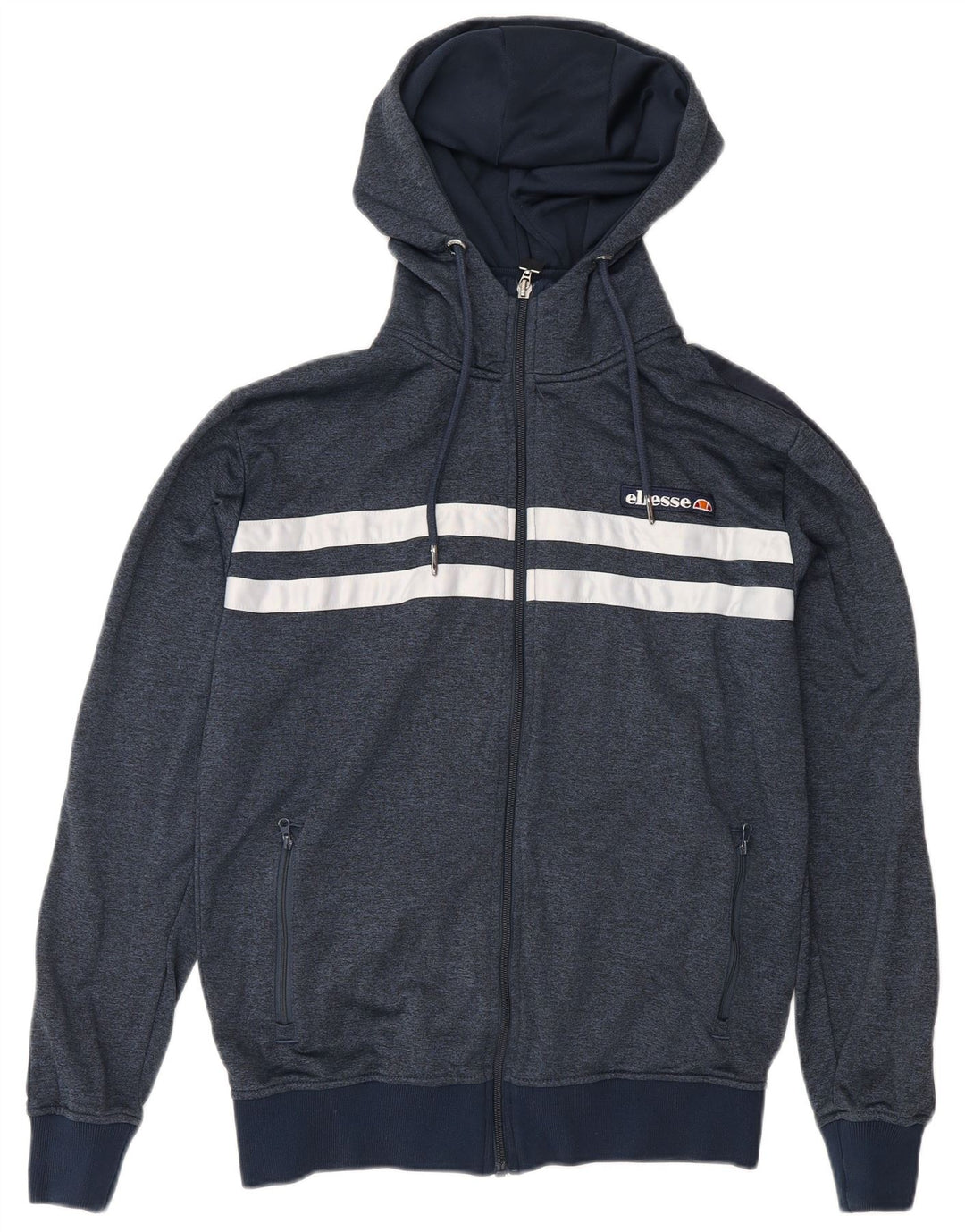Ellesse Mens Zip Hoodie Sweater Small Navy Blue Colourblock
