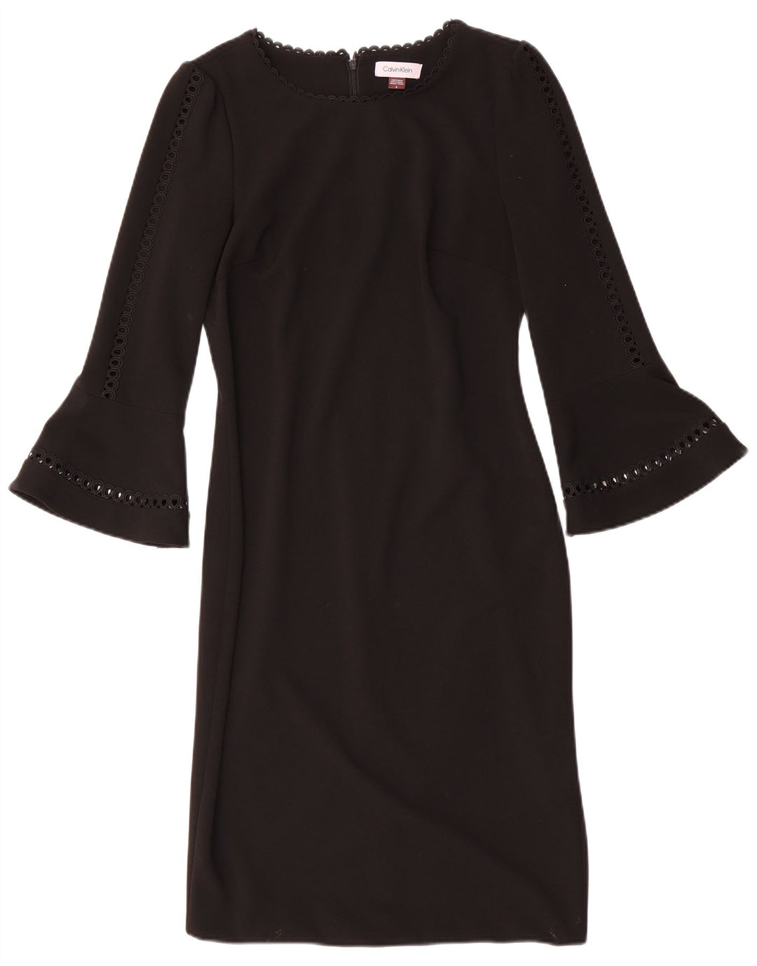 CALVIN KLEIN Womens 3/4 Sleeve Sheath Dress US 8 Medium Black Polyester