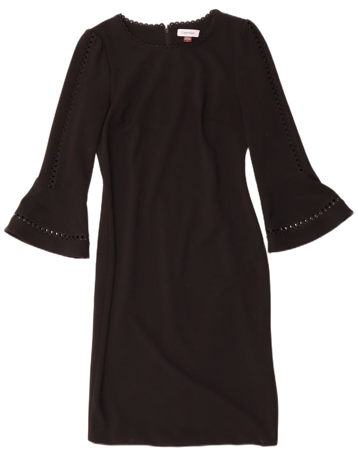 CALVIN KLEIN Womens 3/4 Sleeve Sheath Dress US 8 Medium Black Polyester