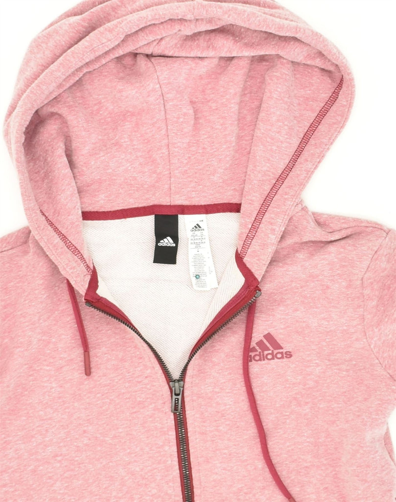 ADIDAS Womens Graphic Zip Hoodie Sweater UK 6 XS Pink Cotton | Vintage Adidas | Thrift | Second-Hand Adidas | Used Clothing | Messina Hembry 