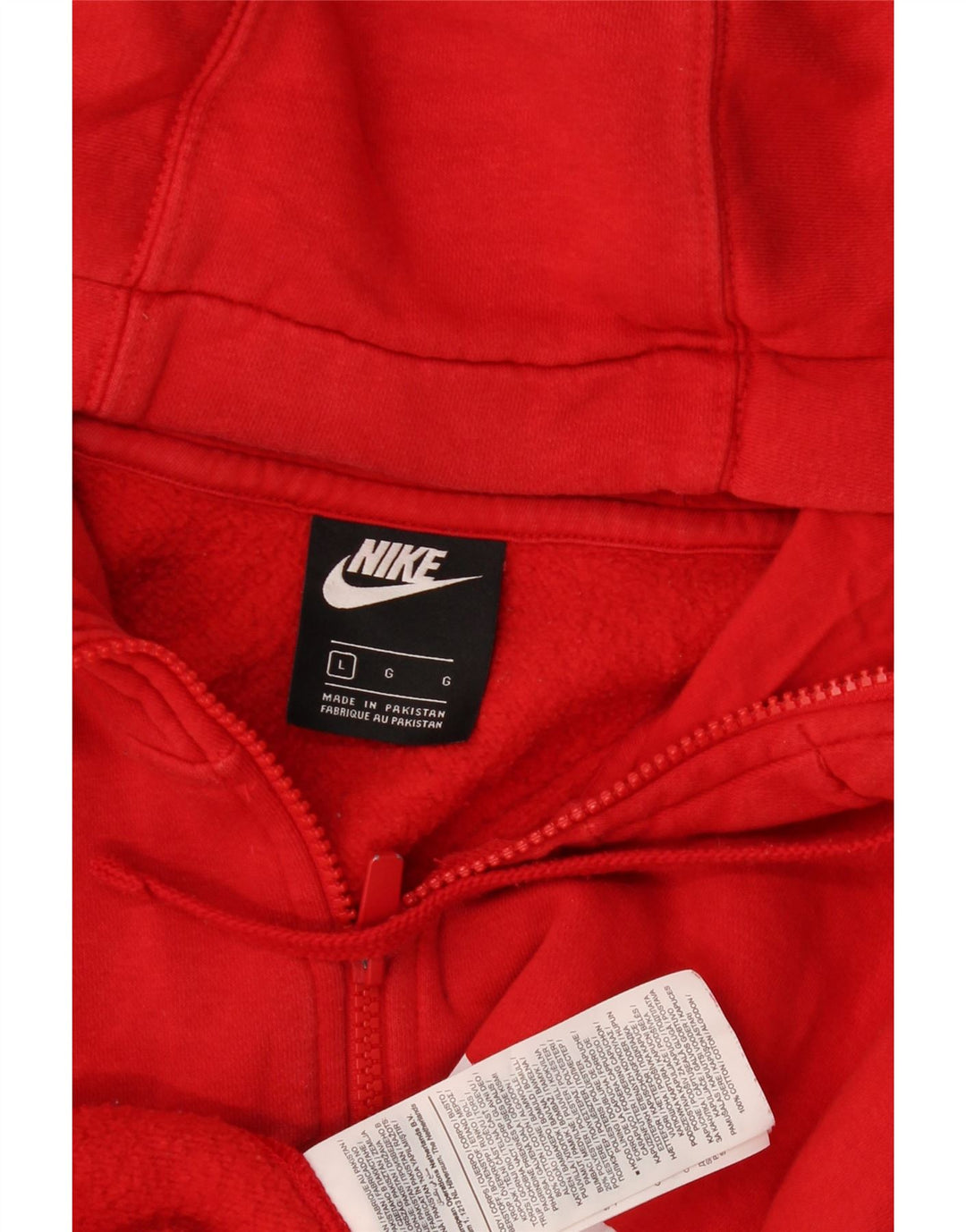 Nike Mens Zip Hoodie Sweater Large Red Cotton