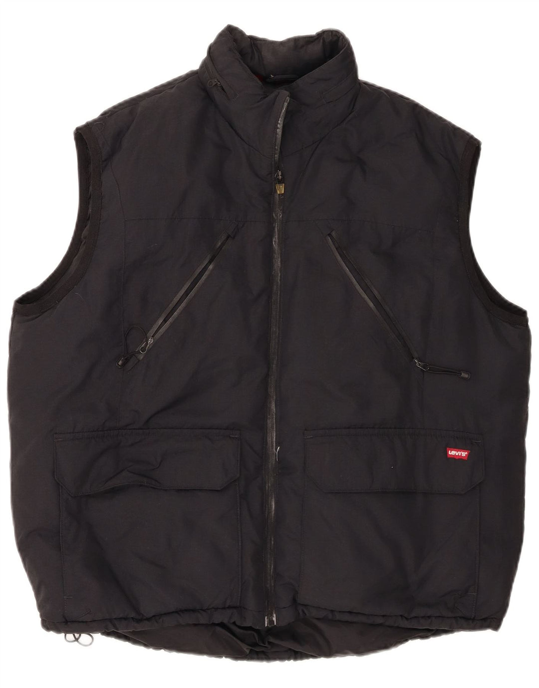 Levi's Mens Hooded Padded Gilet UK 40 Large Black Polyamide