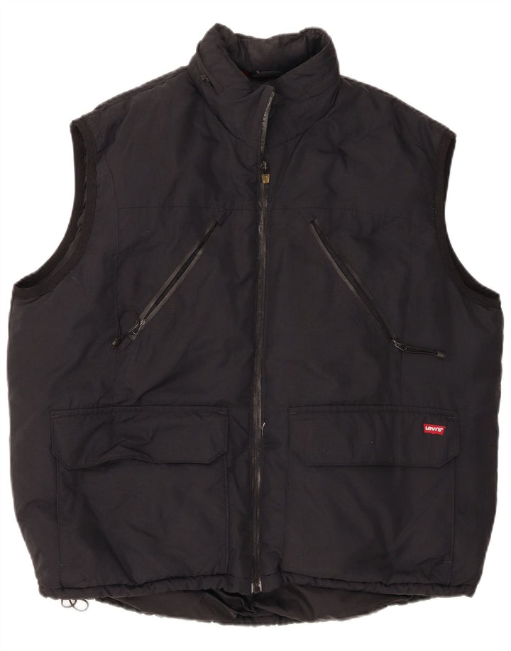 Levi's Mens Hooded Padded Gilet UK 40 Large Black Polyamide