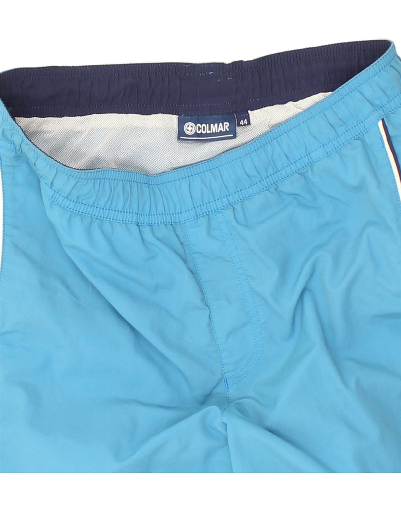 COLMAR Mens Graphic Sport Shorts IT 44 XS Blue Polyester | Vintage Colmar | Thrift | Second-Hand Colmar | Used Clothing | Messina Hembry 