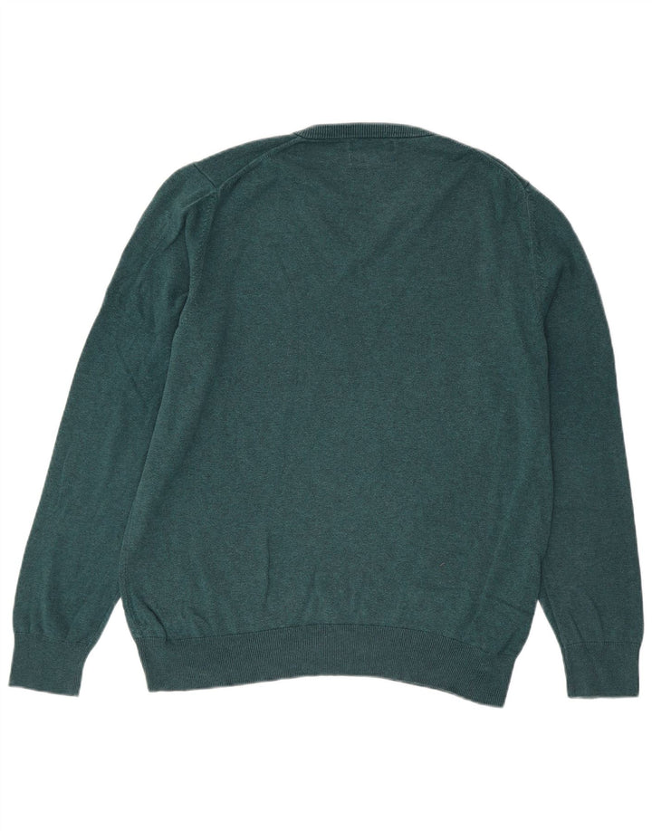 Marks & Spencer Mens V-Neck Jumper Sweater Large Blue Cotton