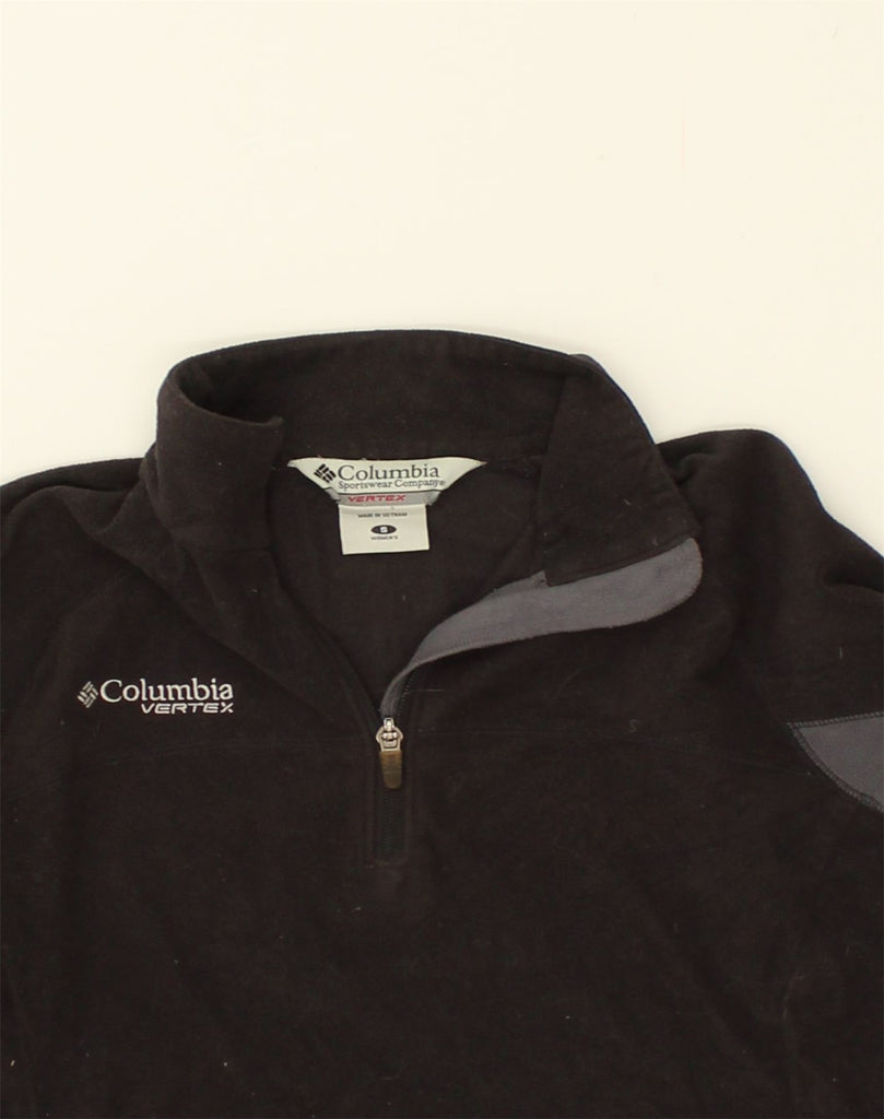 COLUMBIA Womens Zip Neck Fleece Jumper UK 10 Small Black Polyester | Vintage Columbia | Thrift | Second-Hand Columbia | Used Clothing | Messina Hembry 