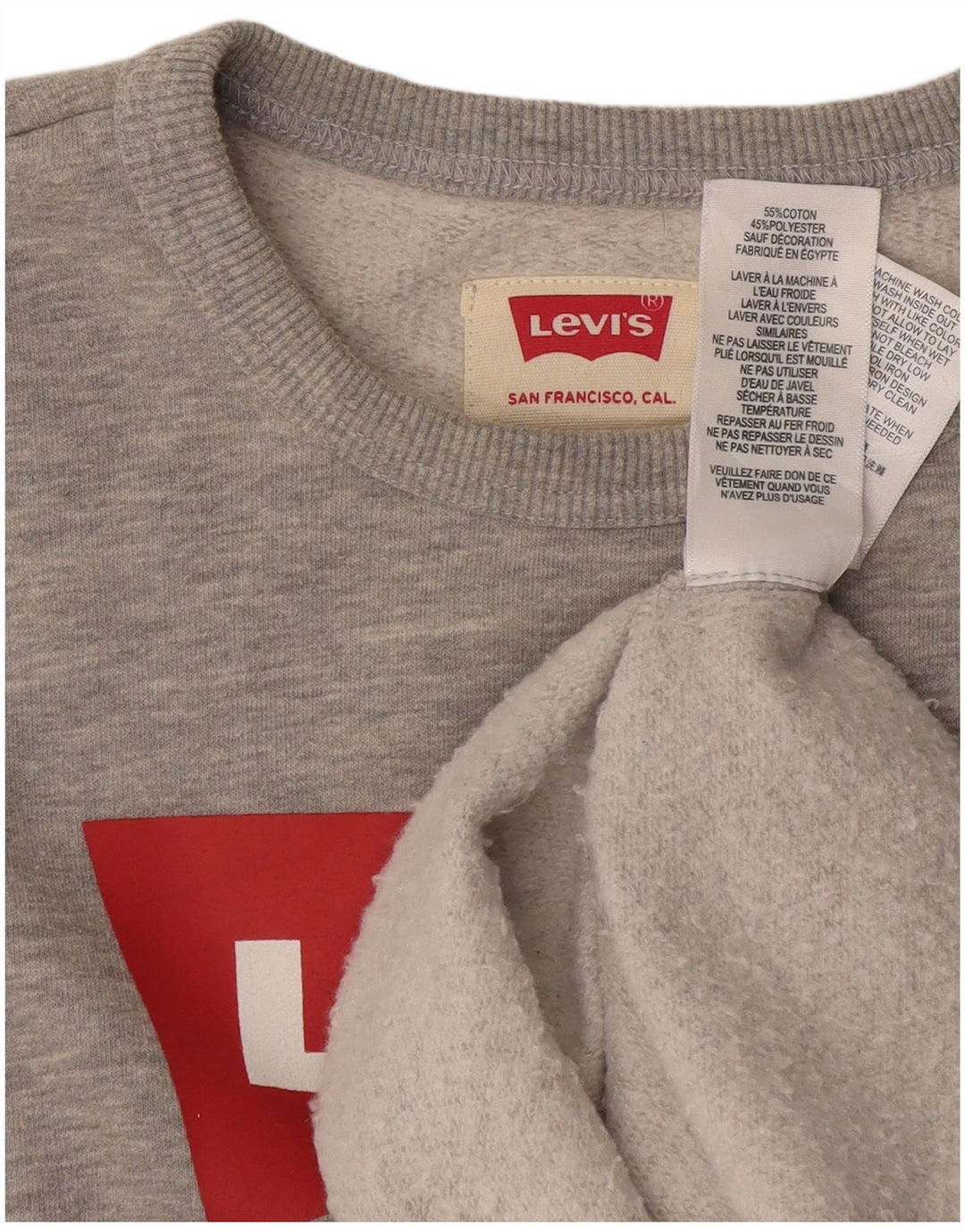 LEVI'S Boys Graphic Sweatshirt Jumper 12-13 Years Grey Cotton