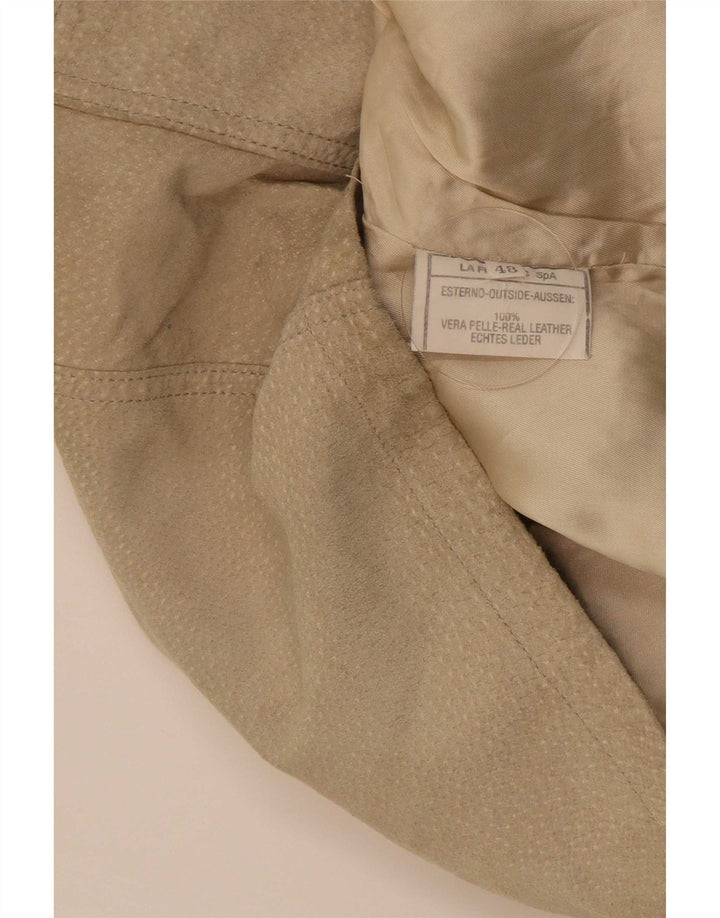 Vintage Mens Suede Utility Gilet IT 48 Medium Beige Leather