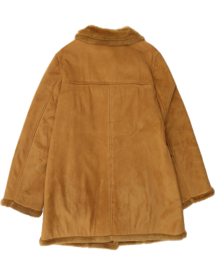 VINTAGE Womens Sherpa Overcoat UK 18 XL Brown Polyester Vintage Vintage and Second-Hand Vintage from Messina Hembry 