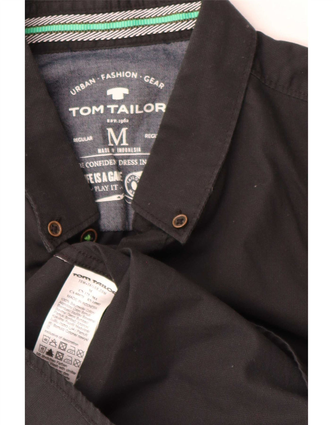 Tom Tailor Mens Regular Fit Shirt Medium Black Cotton