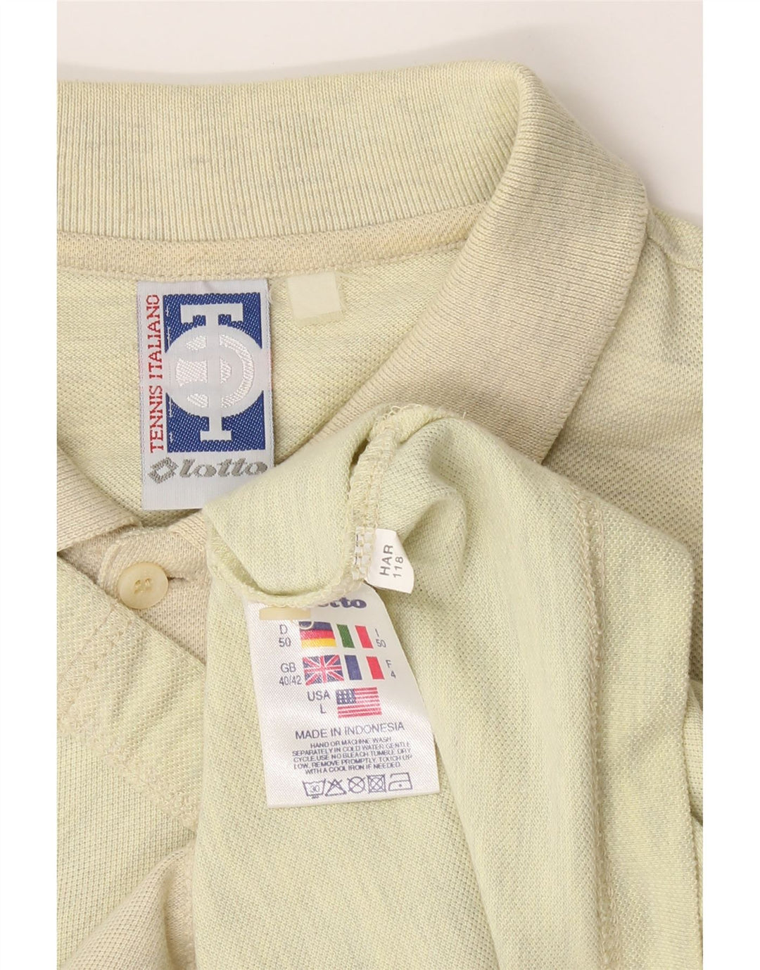 LOTTO Mens Short Sleeve Shirt UK 40/42 Medium Yellow Polyester Vintage Lotto and Second-Hand Lotto from Messina Hembry 