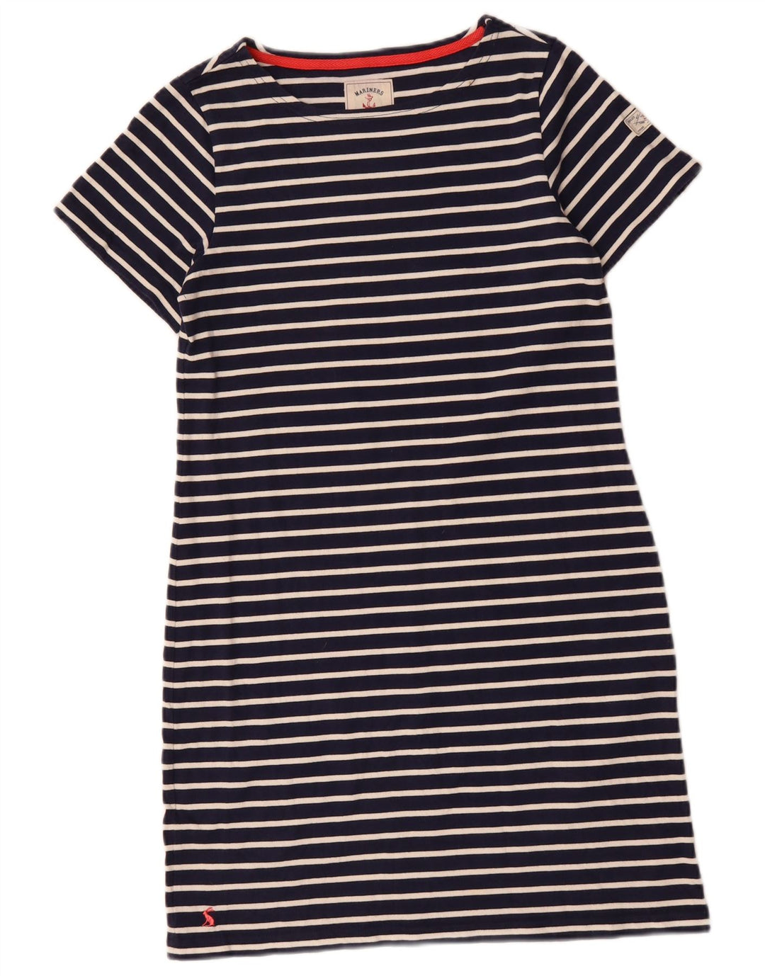 JOULES Womens T-Shirt Dress UK 12 Medium Navy Blue Striped Cotton