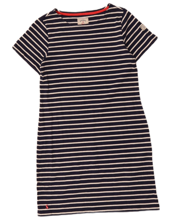 JOULES Womens T-Shirt Dress UK 12 Medium Navy Blue Striped Cotton