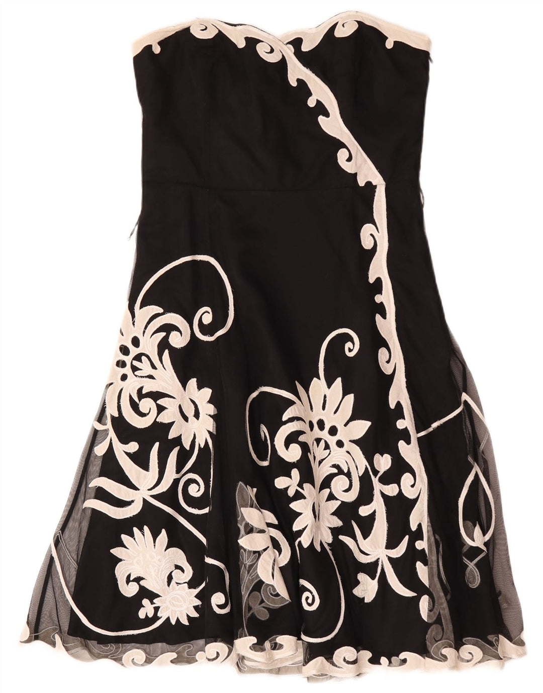 Coast Womens Strapless Dress UK 16 Large Black Floral Polyester