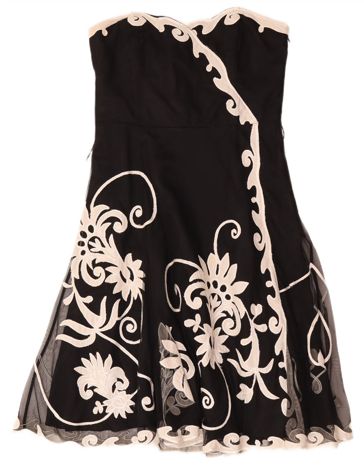 Coast Womens Strapless Dress UK 16 Large Black Floral Polyester