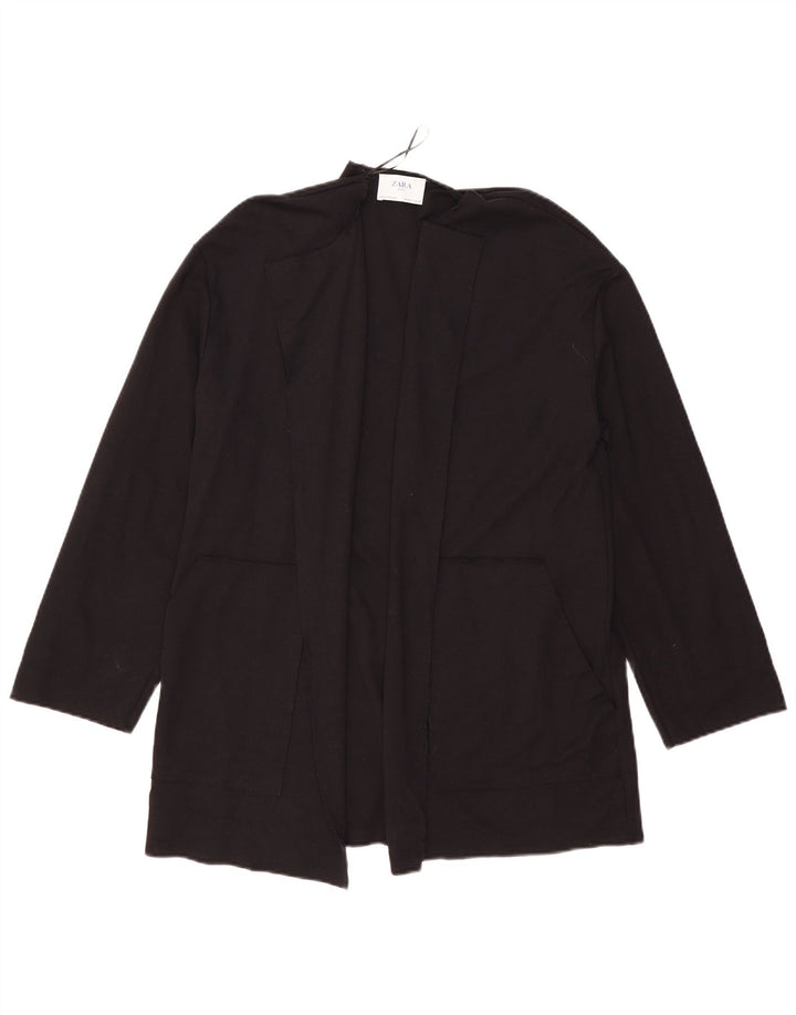 Zara Womens Longline Oversized Cardigan Top UK 10 Small Black Cotton