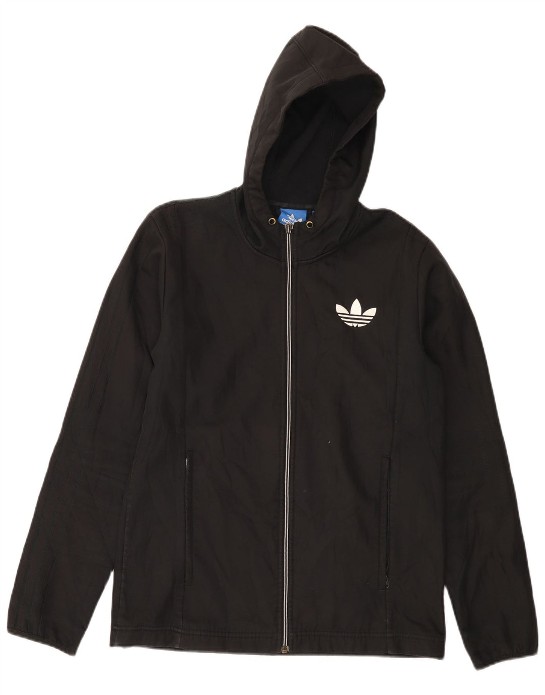 Adidas Mens Zip Hoodie Sweater XS Black Polyester
