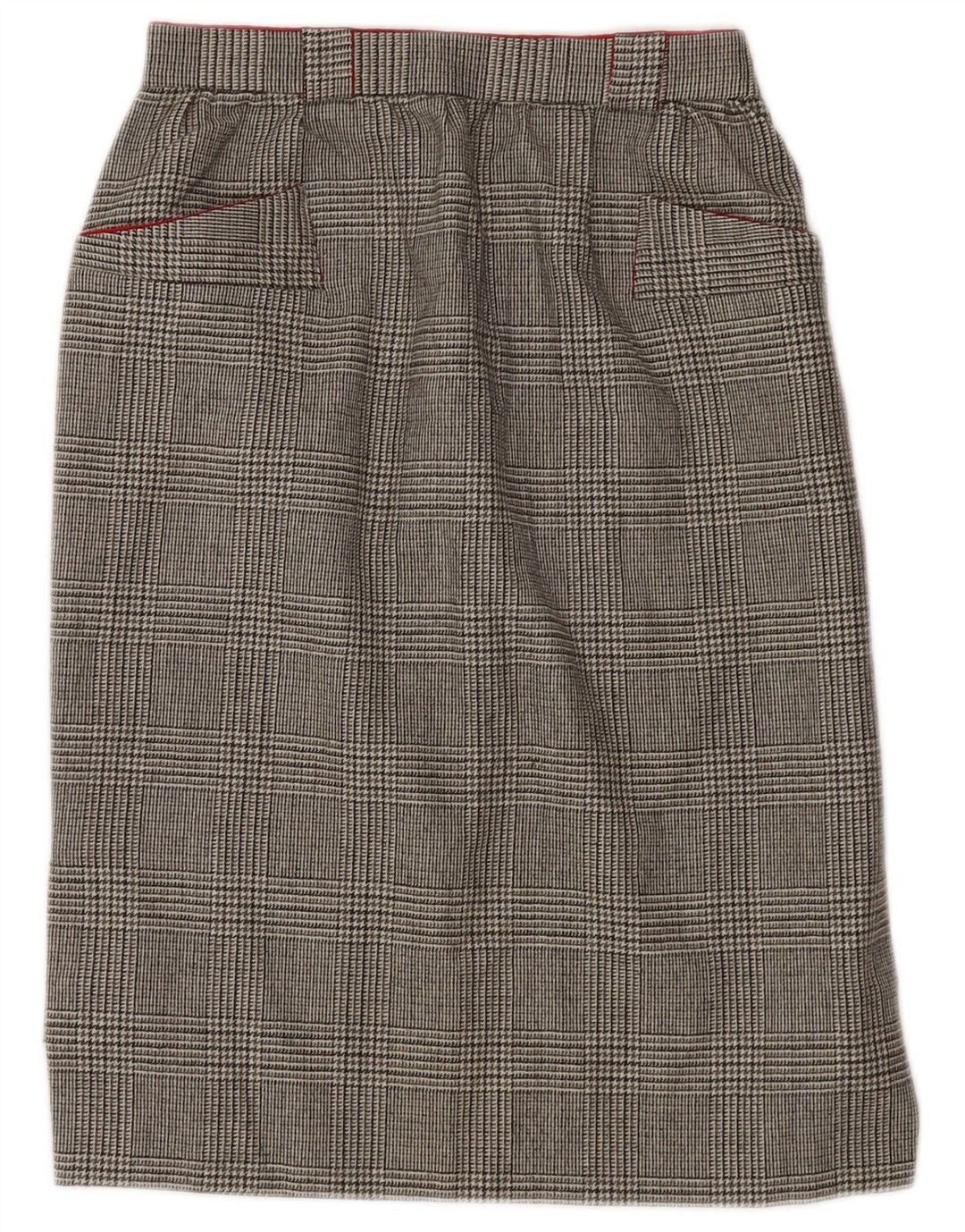 VINTAGE Womens Straight Skirt W26 Small Grey Houndstooth