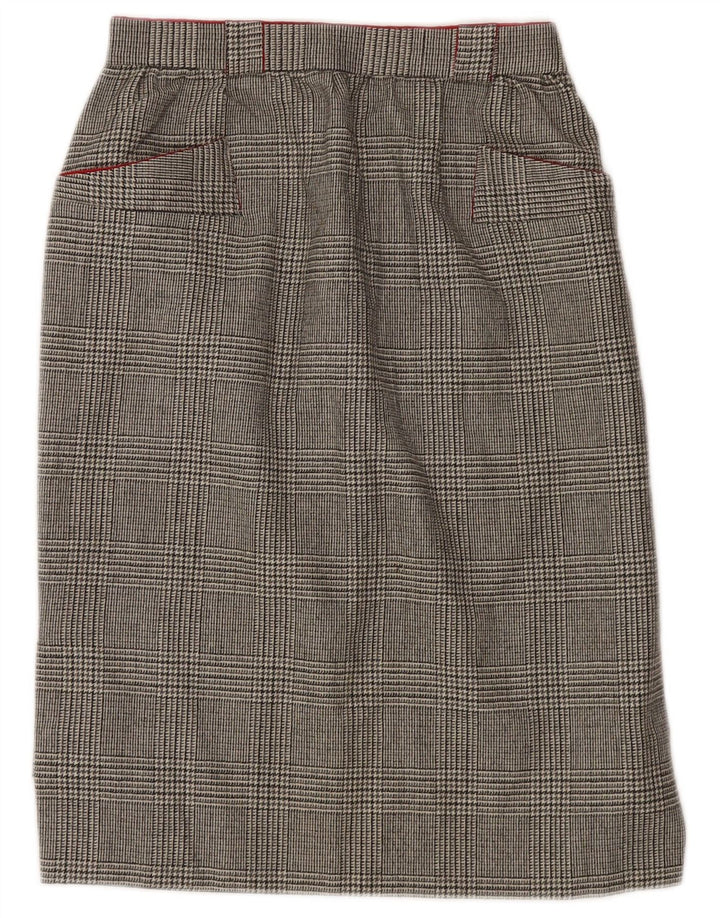 VINTAGE Womens Straight Skirt W26 Small Grey Houndstooth