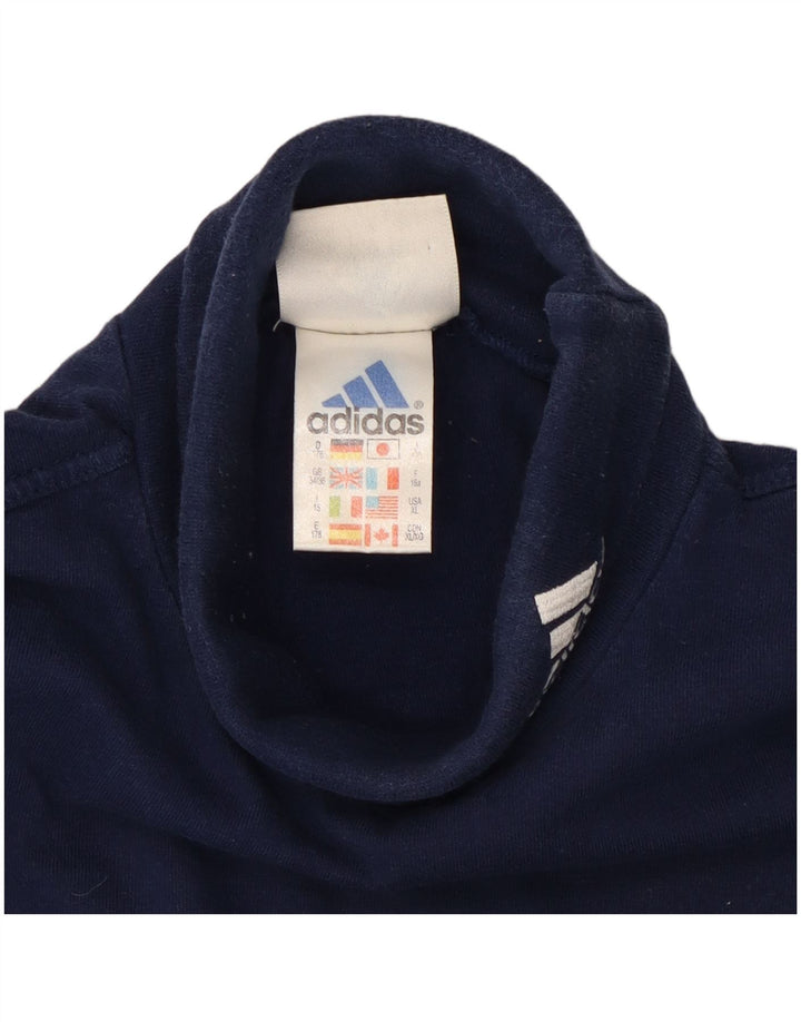 Adidas Boys Top Long Sleeve 14-15 Years Navy Blue Cotton