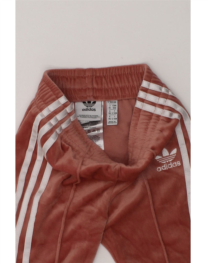 ADIDAS Baby Girls Velour Trousers 12-18 Months Pink Polyester | Vintage Adidas | Thrift | Second-Hand Adidas | Used Clothing | Messina Hembry 