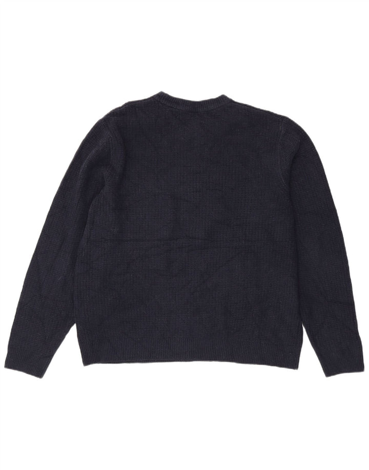 Marks & Spencer Mens Crew Neck Jumper Sweater Large Navy Blue Acrylic