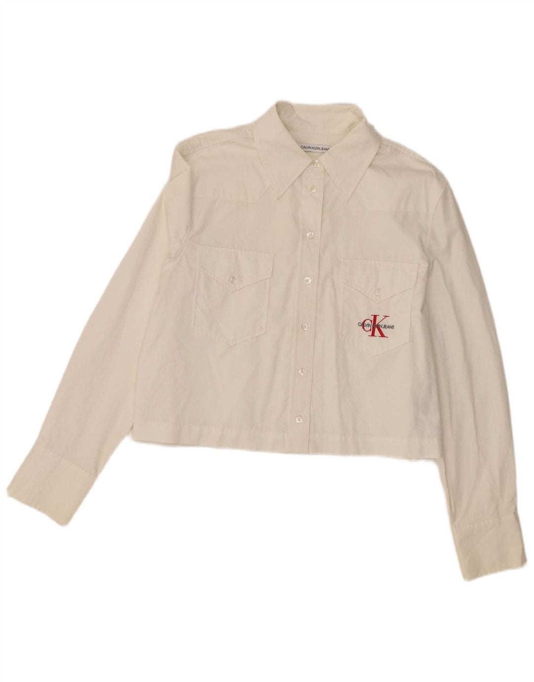 Calvin Klein Jeans Womens Shirt UK 16 Large White Cotton