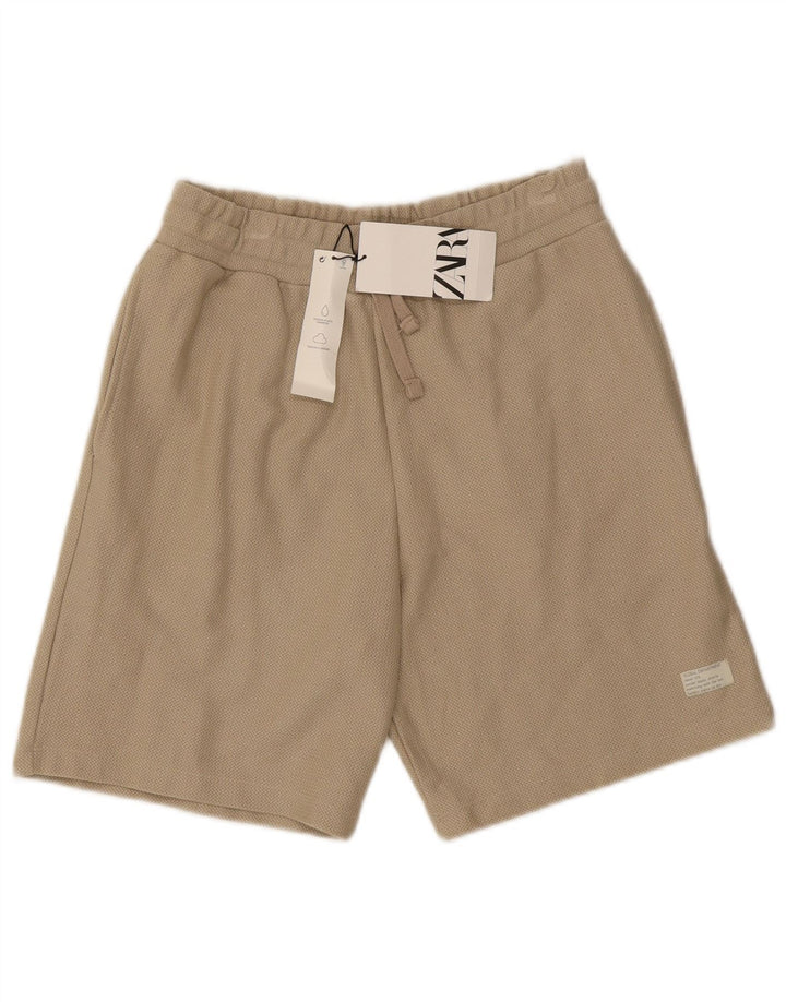 Zara Mens Chino Shorts Medium W31 Beige Cotton