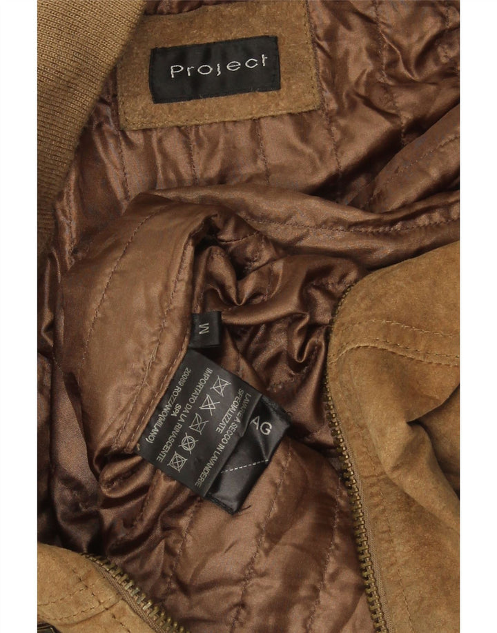 PROJECT Womens Suede Jacket UK 14 Medium Beige Leather