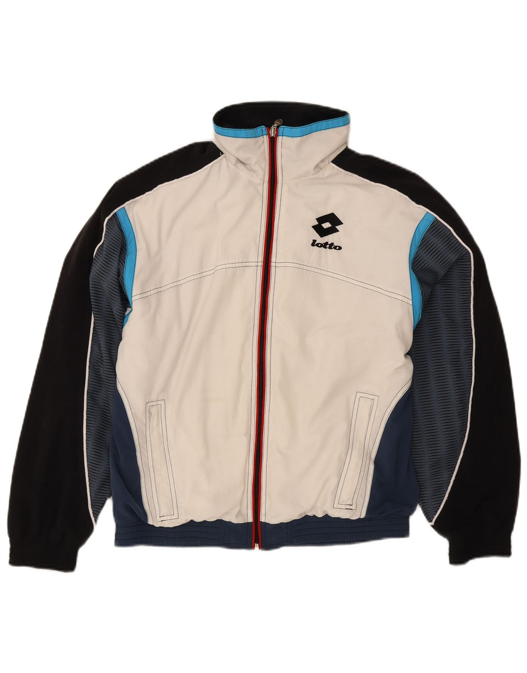 Lotto Mens Tracksuit Top Jacket Small White Colourblock Polyester
