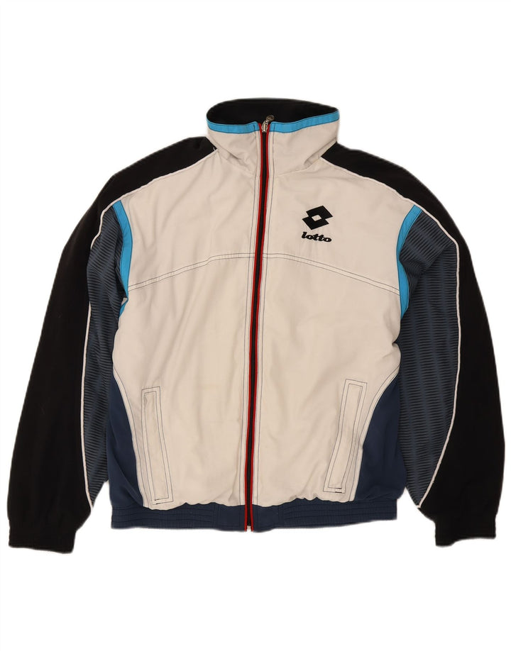 Lotto Mens Tracksuit Top Jacket Small White Colourblock Polyester